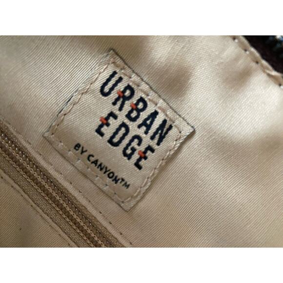 Urban Edge By Canyon Outback Tan Linen Cotton Leather Tote Travel Bag - Picture 13 of 16